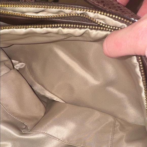 Coach Brown Leather Handbag with kisslock accent - Picture 7 of 9